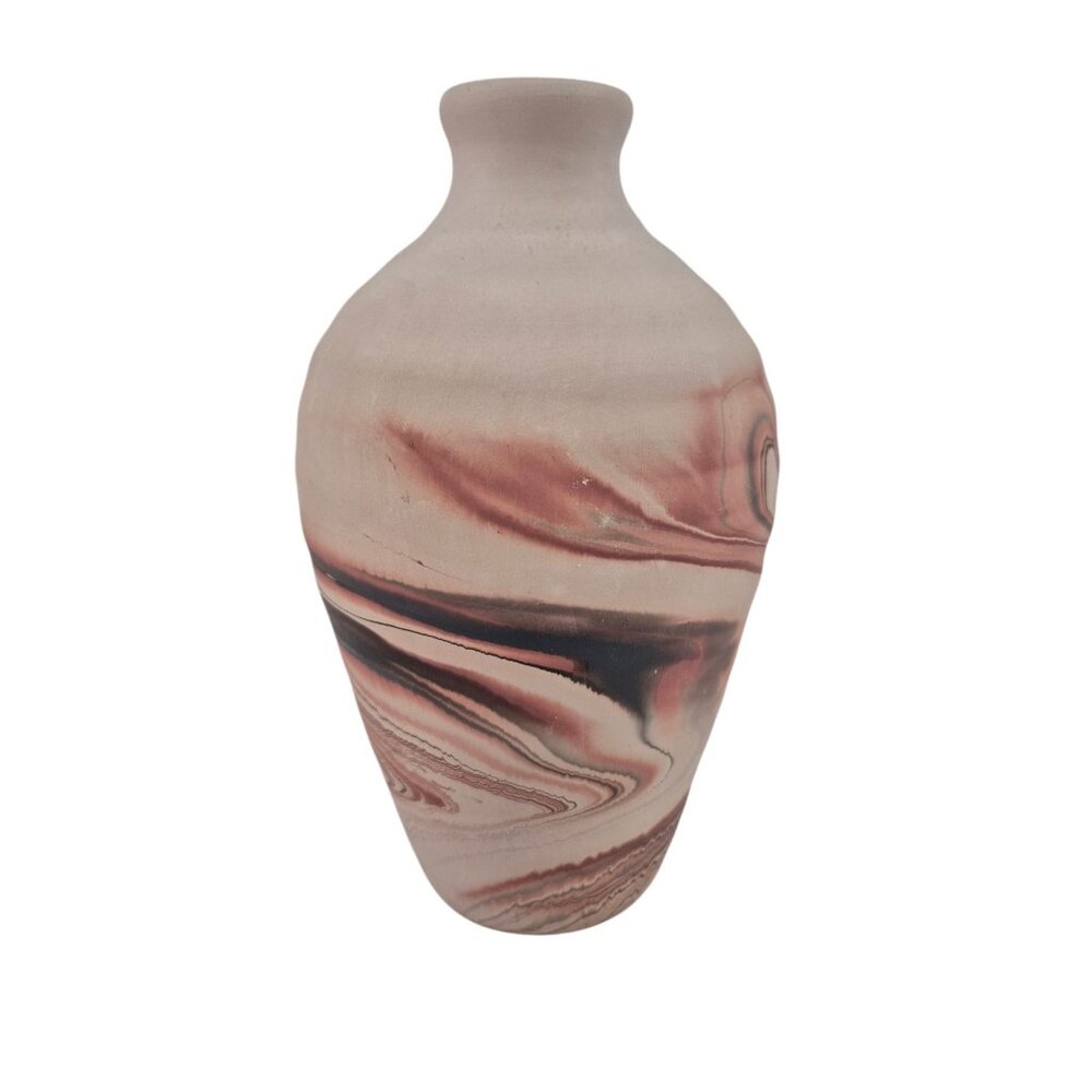 Nemadji Pottery Hand Made Swirl Design Vase Decorative Earth Tones USA Ceramic - Picture 6 of 10